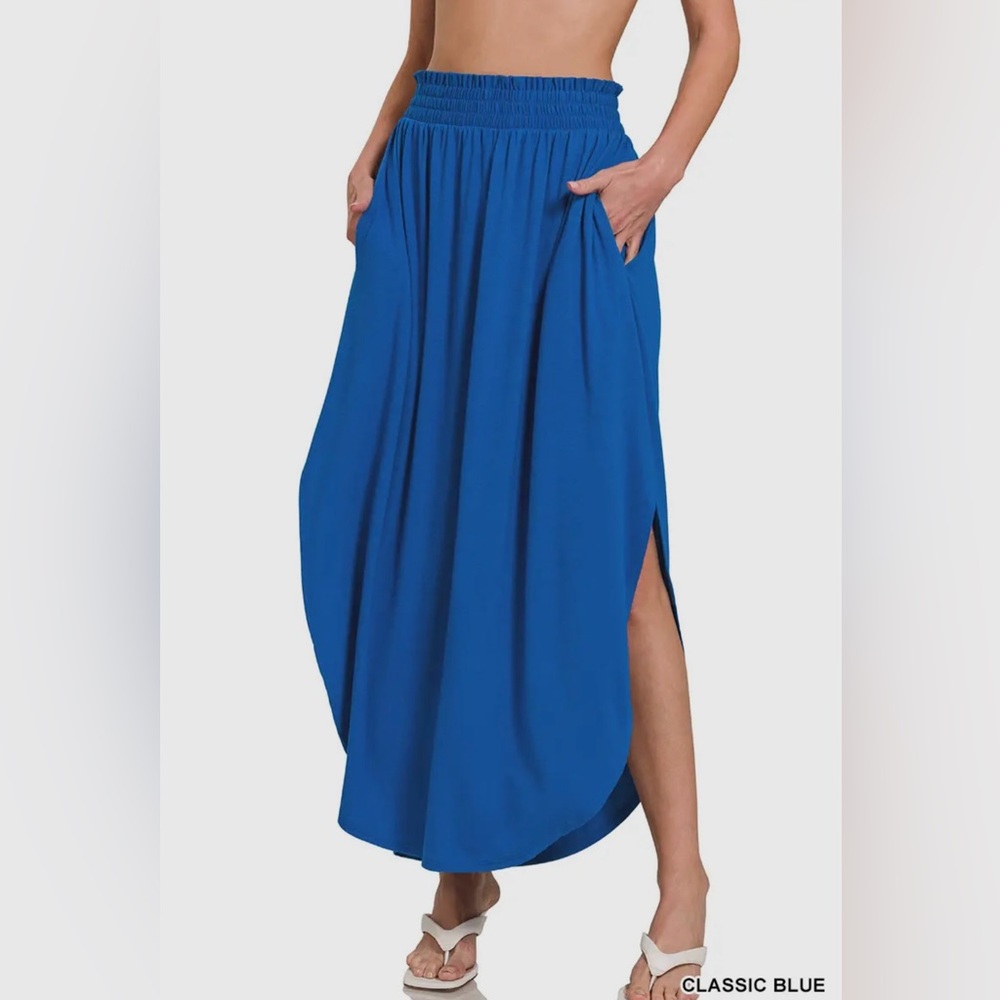 Smocked Waist Maxi Skirt